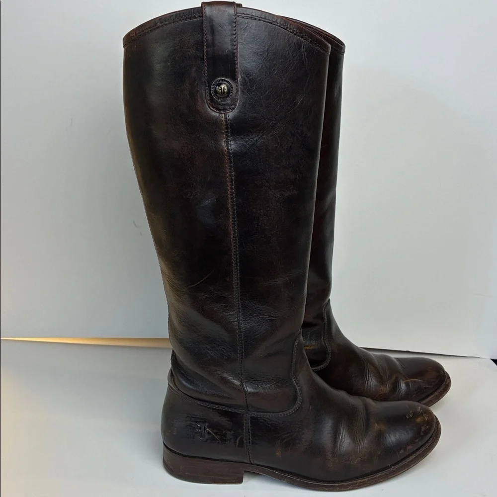 Frye Melissa Button Brown Leather Knee High Boot Sz 9 Equestrian Riding
